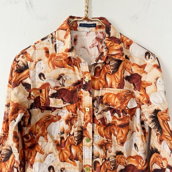 Rare Vintage 90s Anthropologie Wild Horse Blouse Western Cowgirl Shirt S - Picture 3 of 9